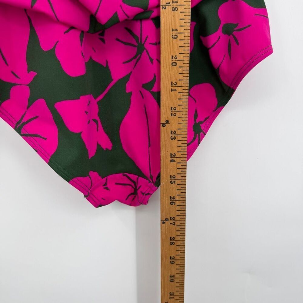 Boden One Piece Swimsuit US 6R Pink Green Floral Ruched V Neck Tummy Control - Picture 4 of 6